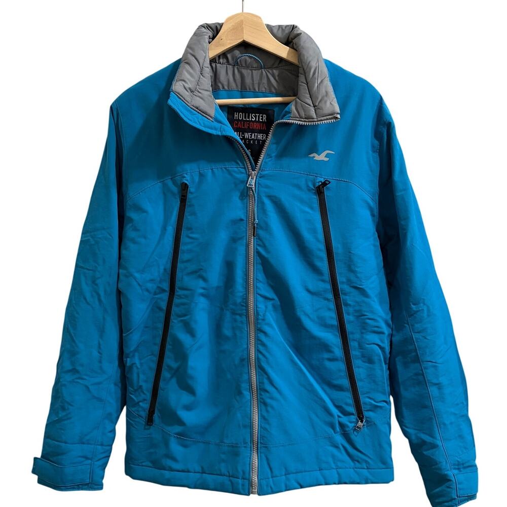 Hollister All-Weather Jacket Men's Small Blue Full Zip Insulated Quilted Lined